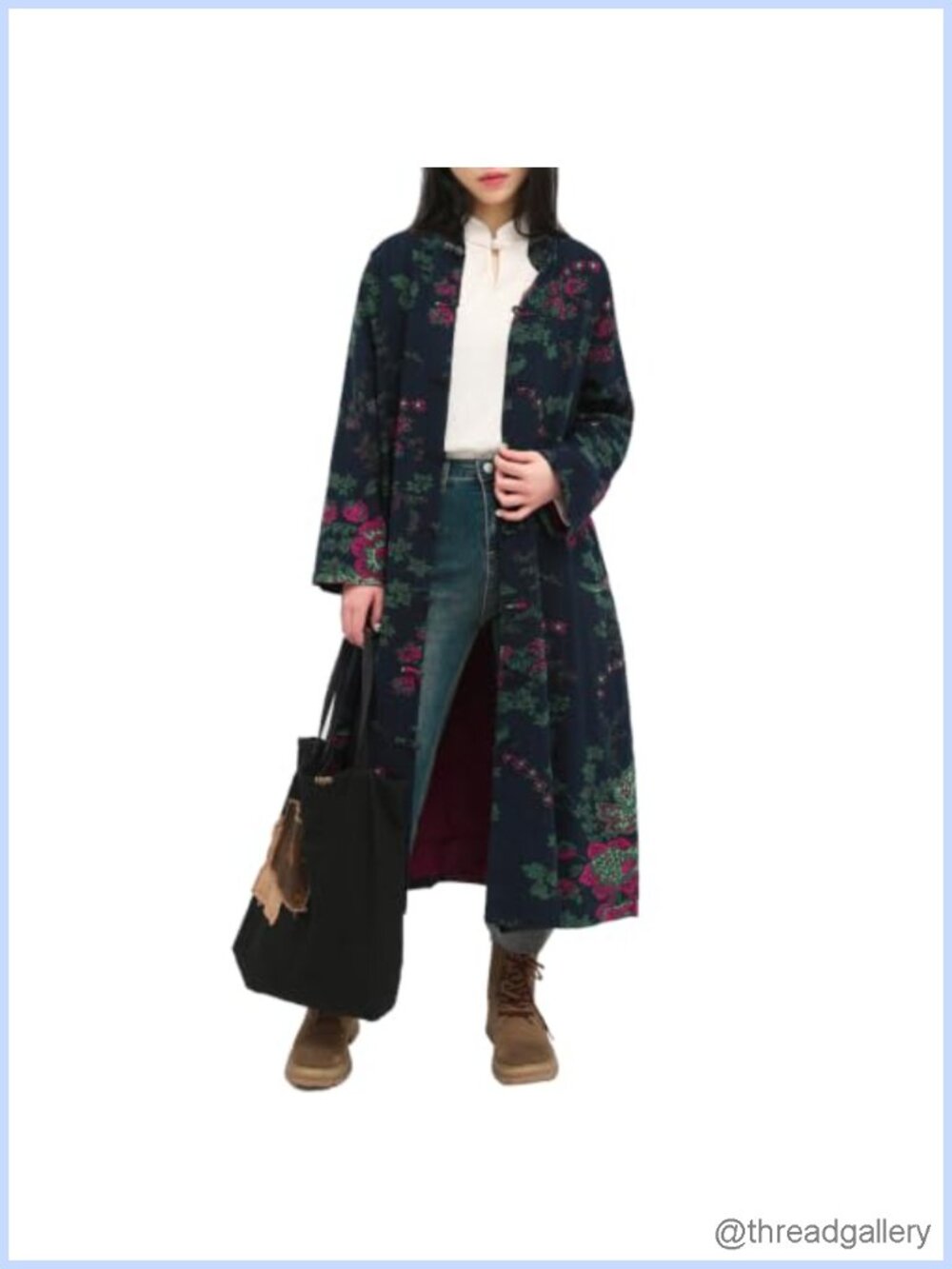 Boho Floral Cotton Linen Penny Lane Jacket with Pockets Casual Coat